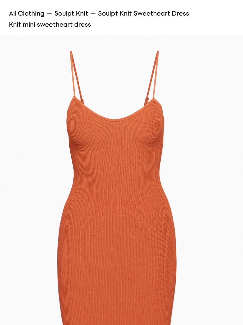 Nwt Babyton Aritzia Sculpt Knit Sweetheart Mini Dress - Burnt Orange